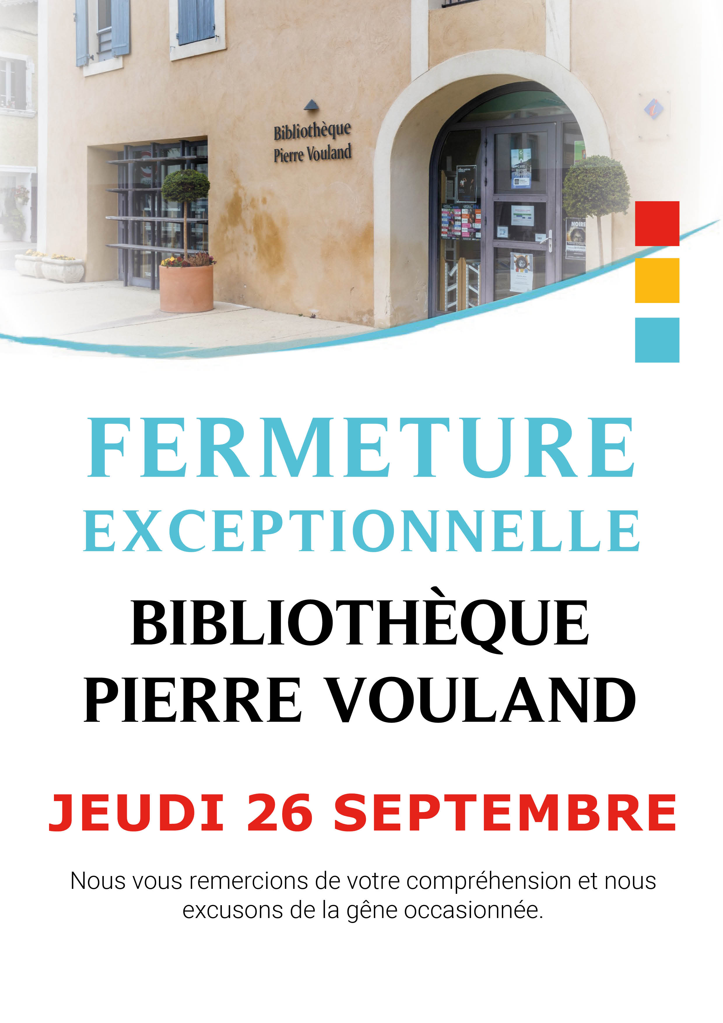 Affiche fermeture biblio 26 sept