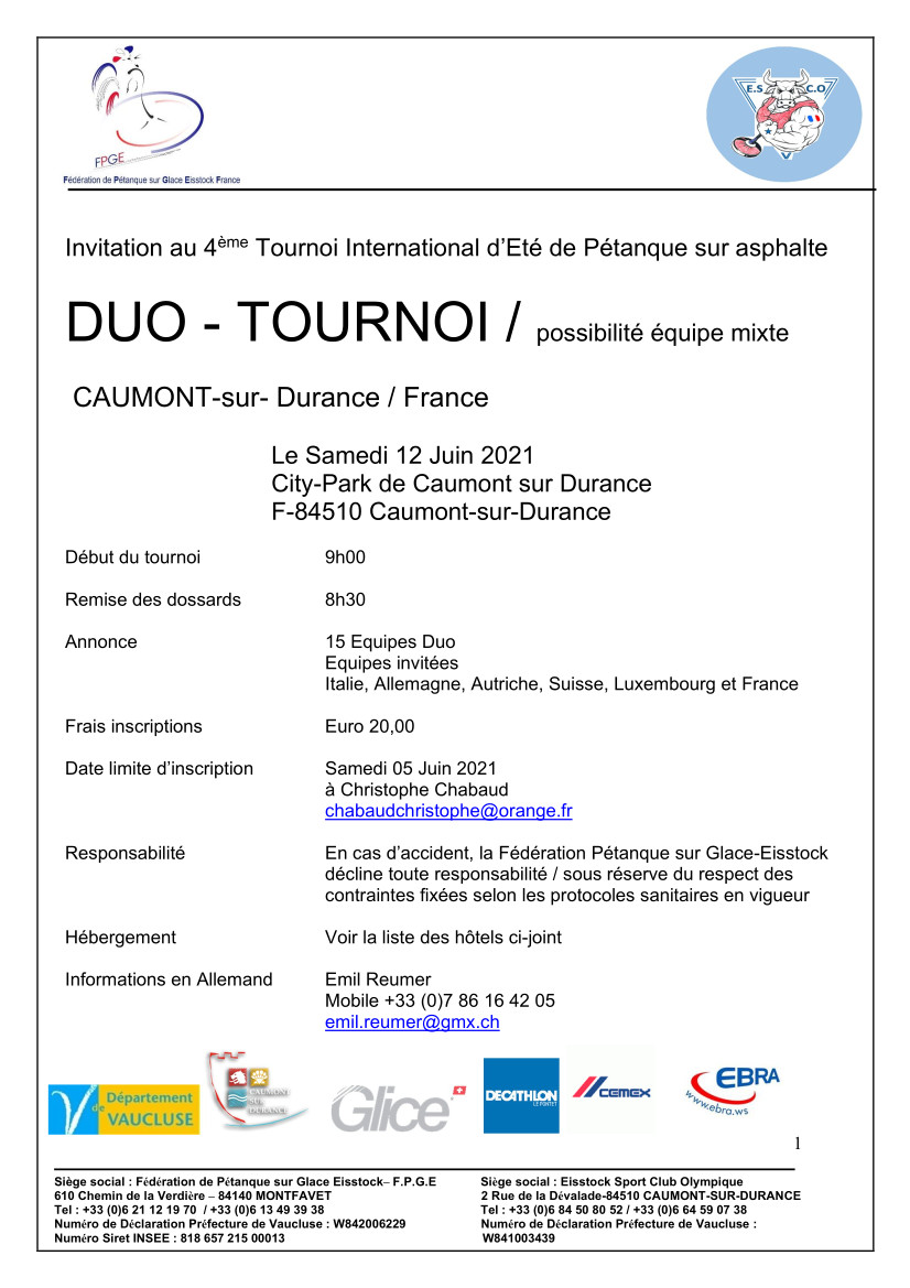 TOURNOI INTERNATIONAL DUO ESCO 12 06 2021