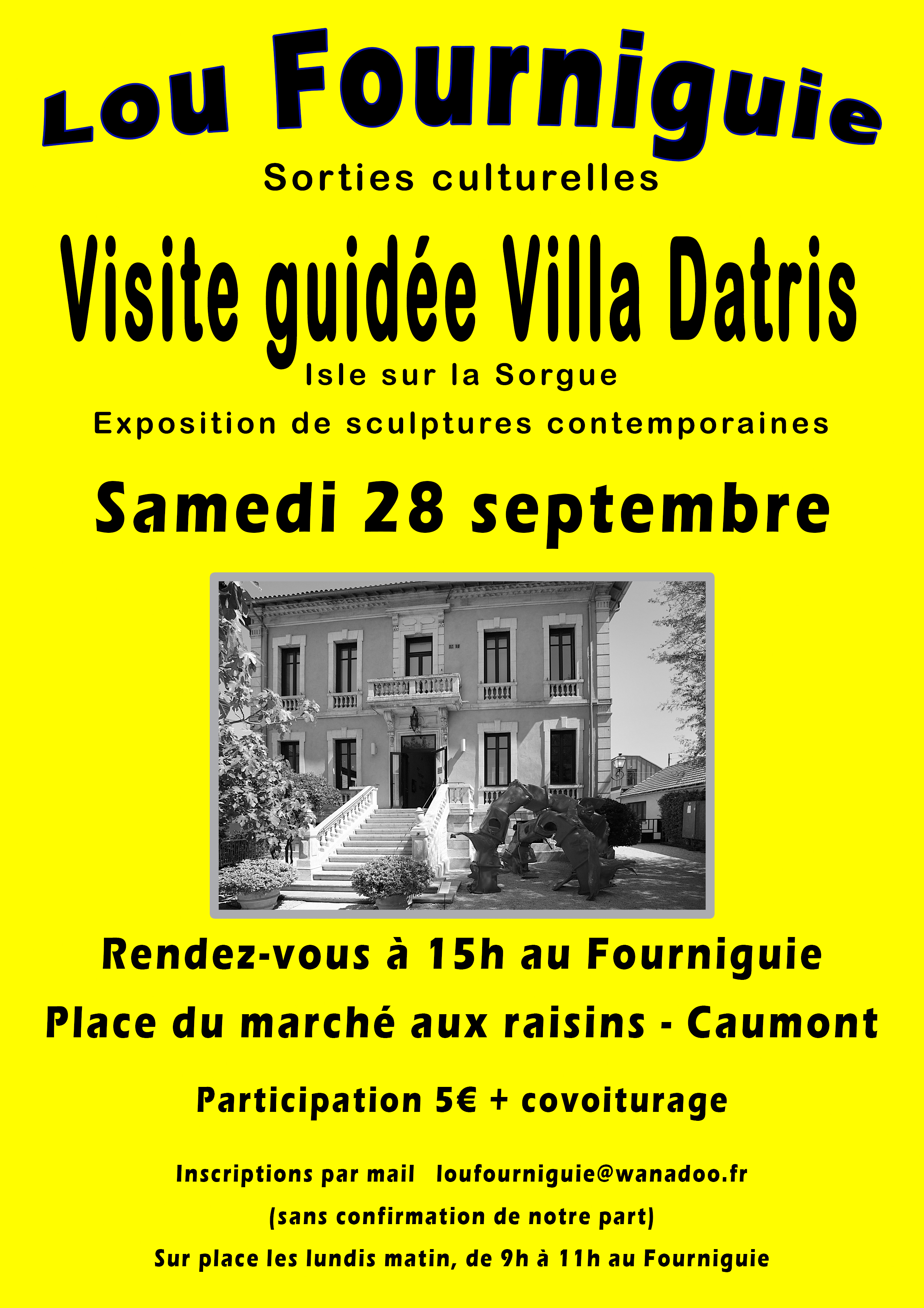 Affiche visite Villa Datris panneau lumineux